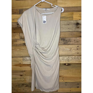 Forever 21 Dress Women's NWT Short Taupe Draped Asymmetrical
